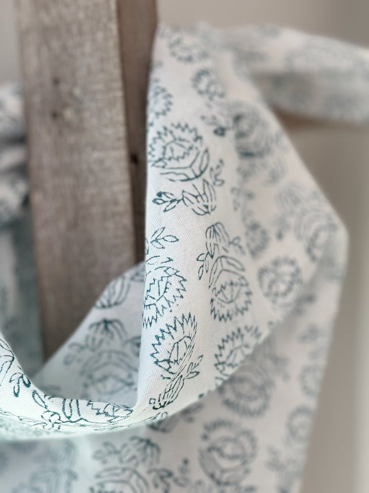 Voile Bandana - Ivory - Protea, Midnight - The Mended Company
