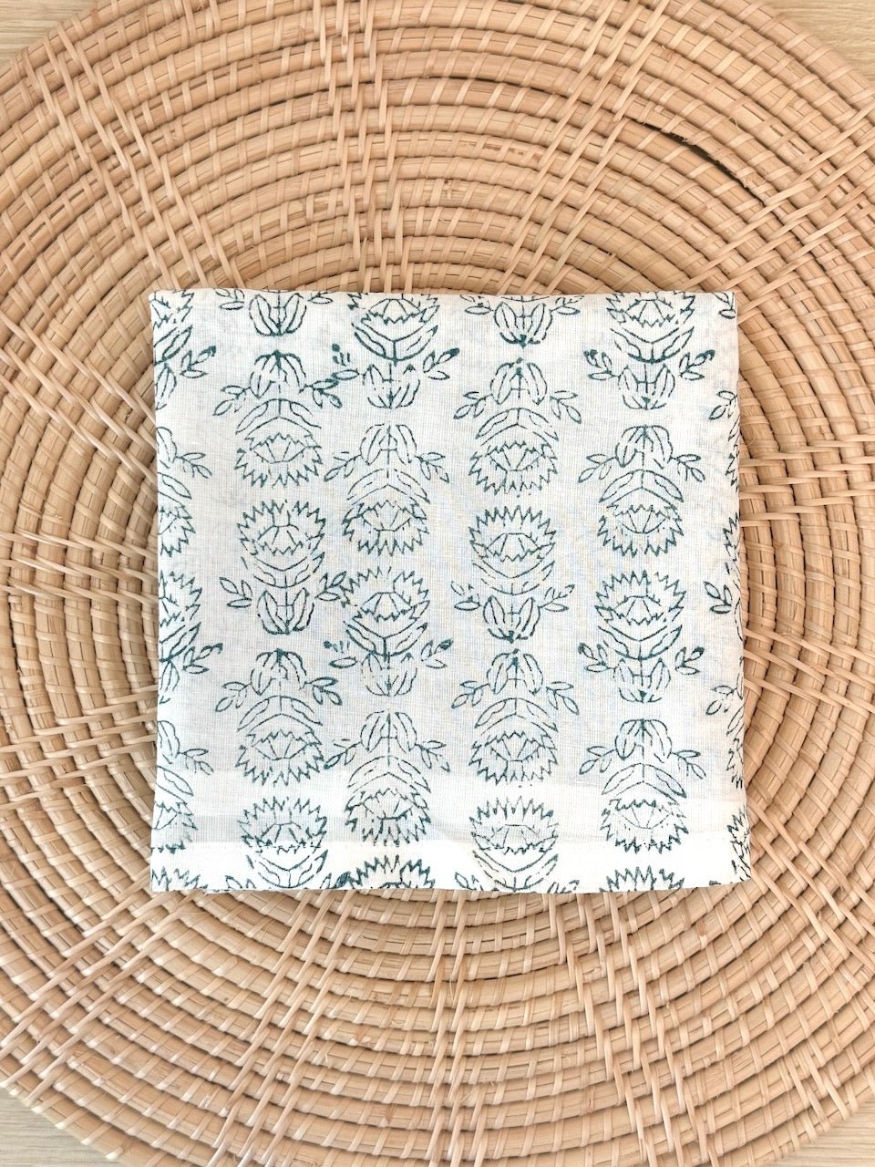 Voile Bandana - Ivory - Protea, Midnight - The Mended Company