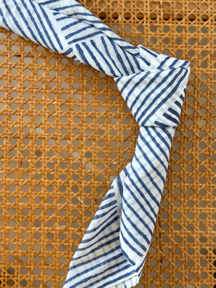 Voile Bandana - Ivory - Striped, Navy - The Mended Company
