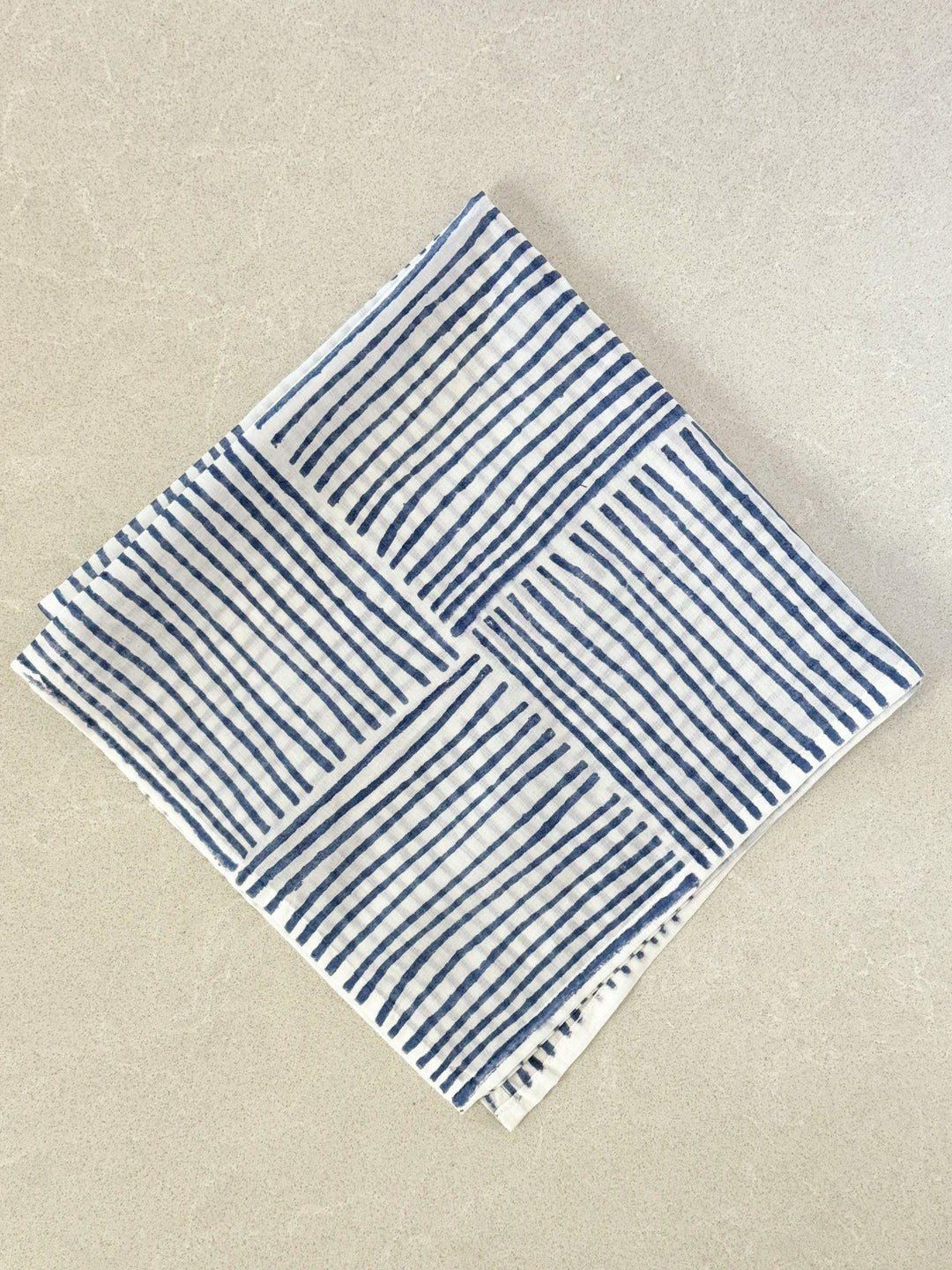 Voile Bandana - Ivory - Striped, Navy - The Mended Company
