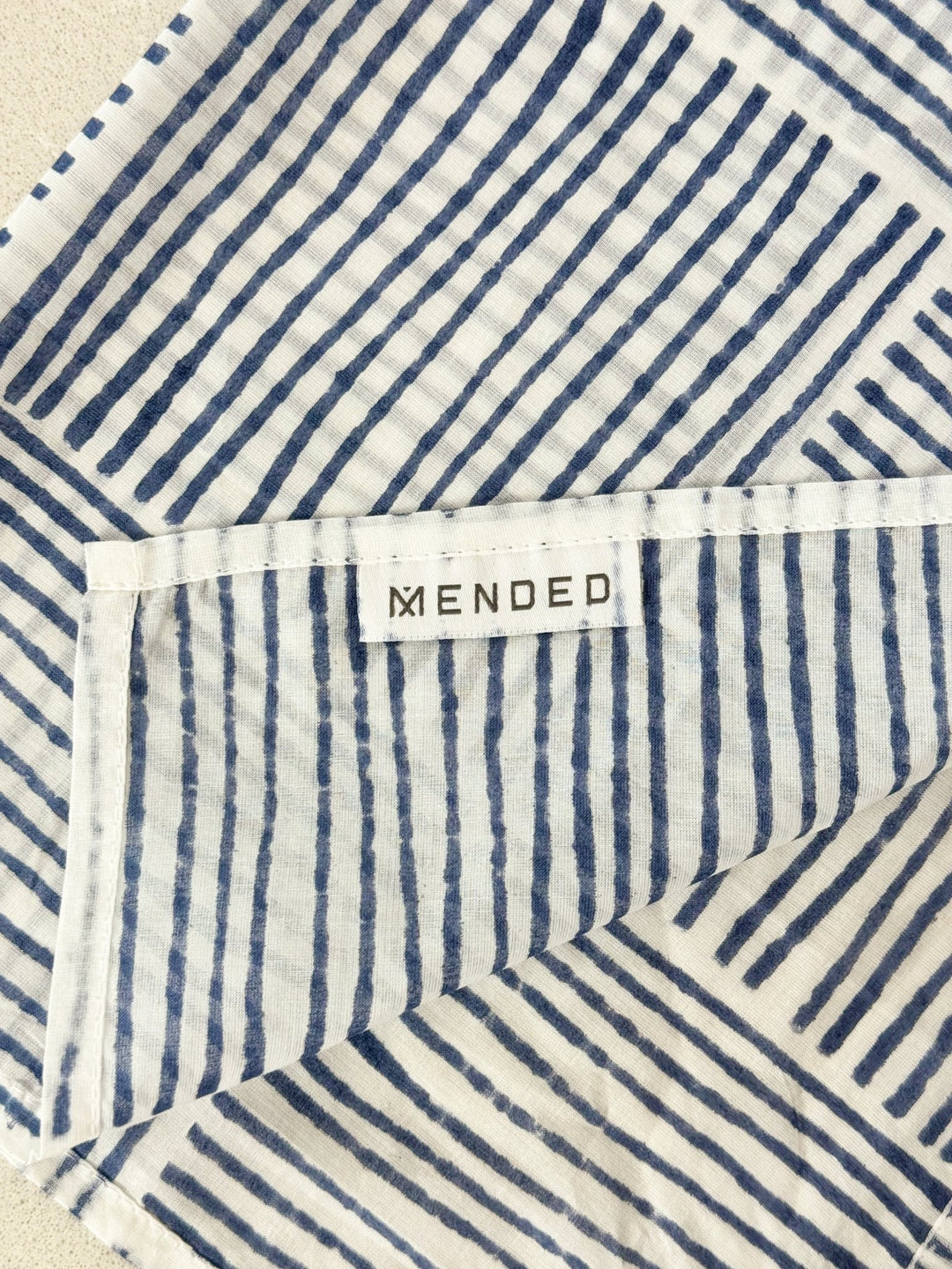 Voile Bandana - Ivory - Striped, Navy - The Mended Company