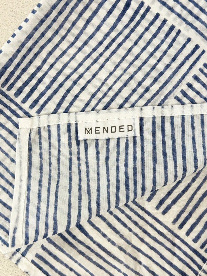 Voile Bandana - Ivory - Striped, Navy - The Mended Company
