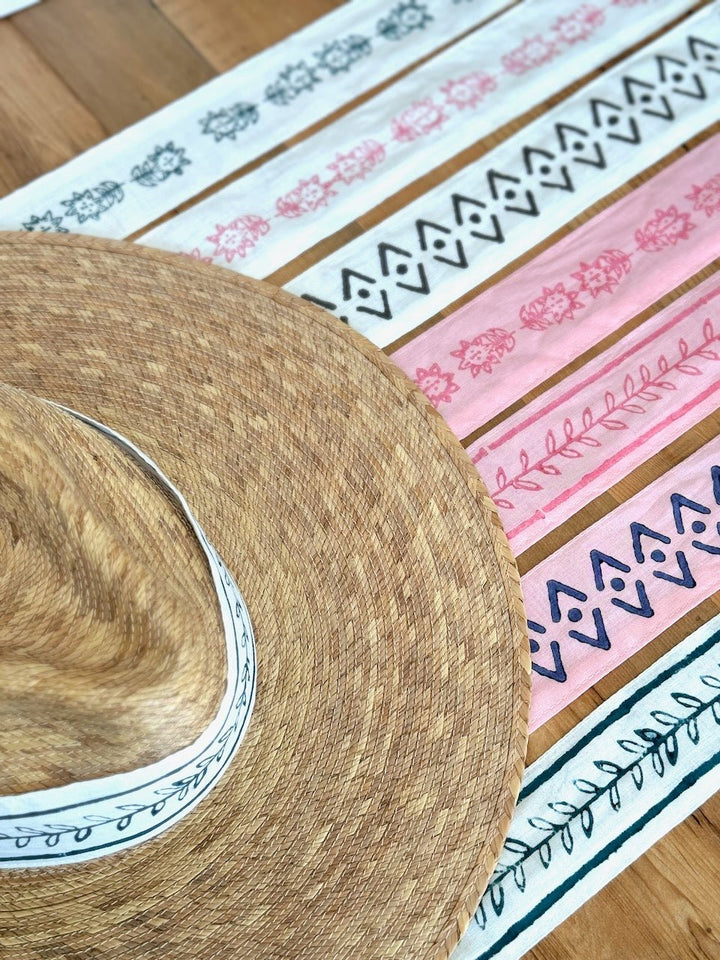 Voile Ribbon - Ivory - Vara Border, Midnight - The Mended Company