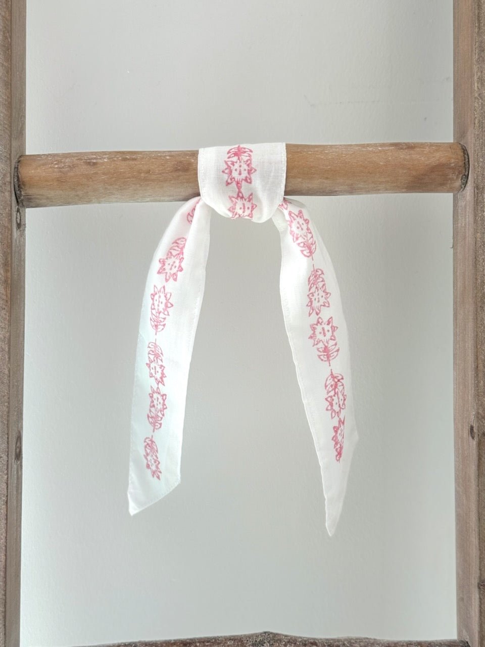 Voile Ribbon - Ivory - Vara Border, Pink - The Mended Company