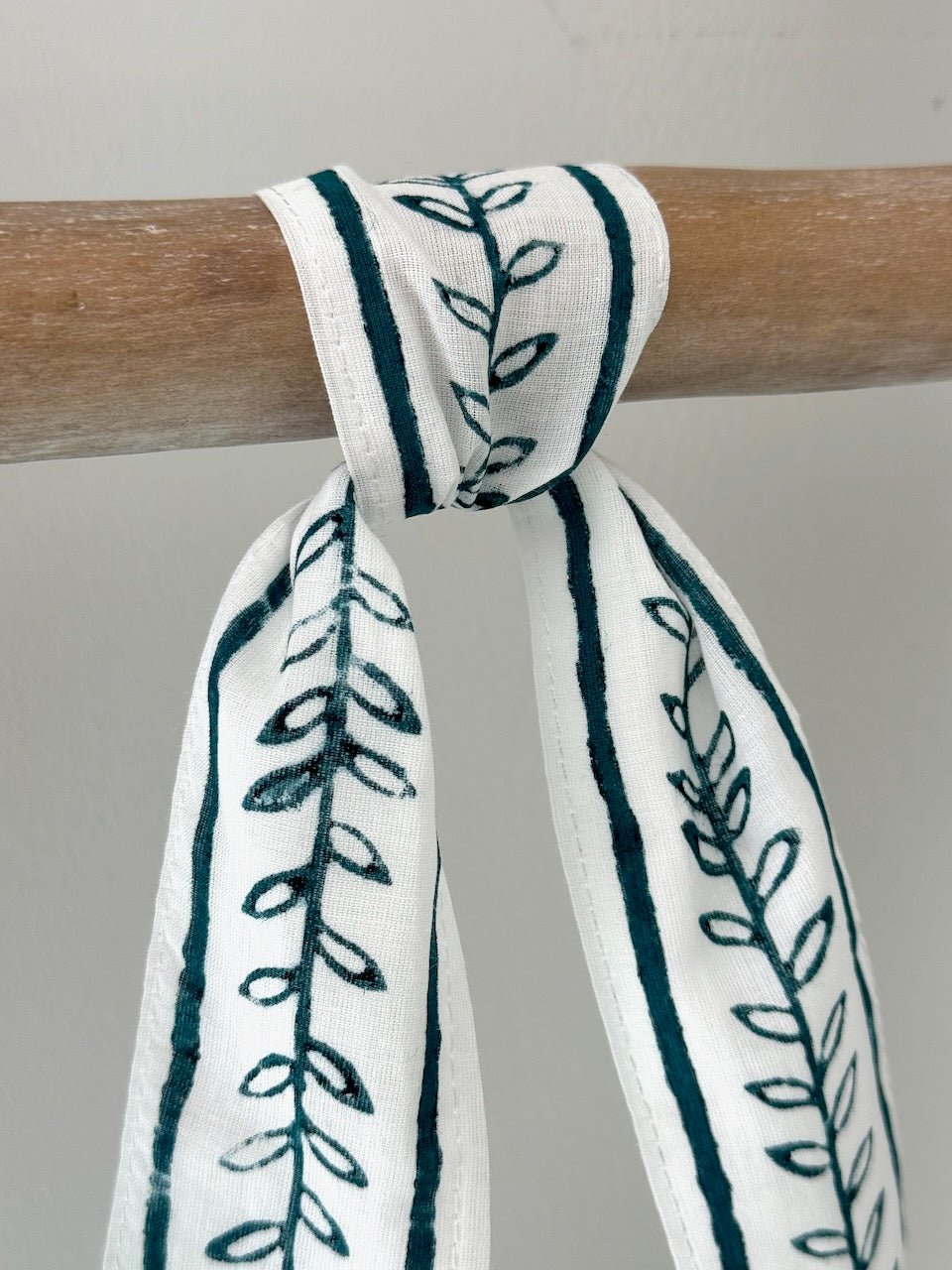 Voile Ribbon - Ivory - Vine Border, Midnight - The Mended Company