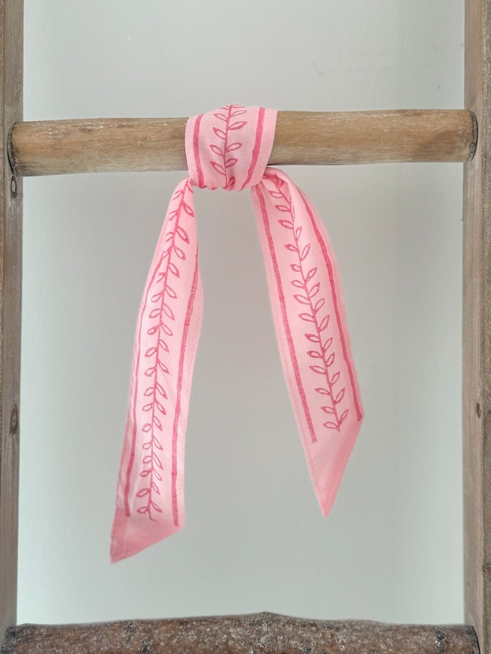 Voile Ribbon - Pale Pink - Vine Border, Pink - The Mended Company