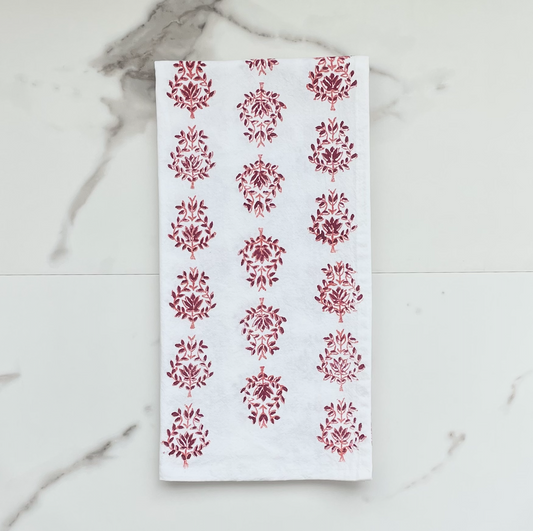 Tea Towel - Lotus, Coral & Berry