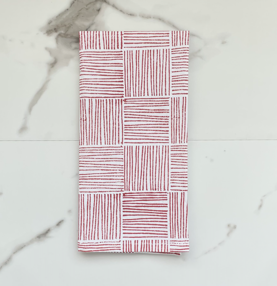 Tea Towel - Striped, Coral