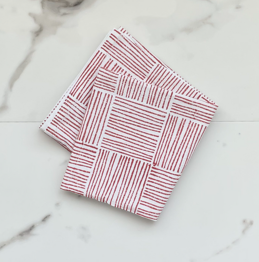 Tea Towel - Striped, Coral