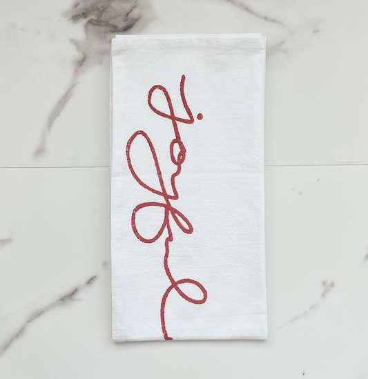 Tea Towel - Joyful, Coral