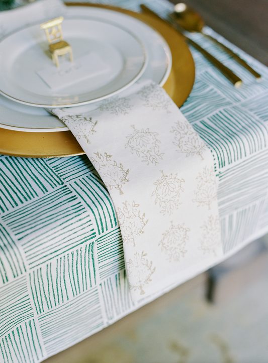 Table Runner - Striped, Evergreen