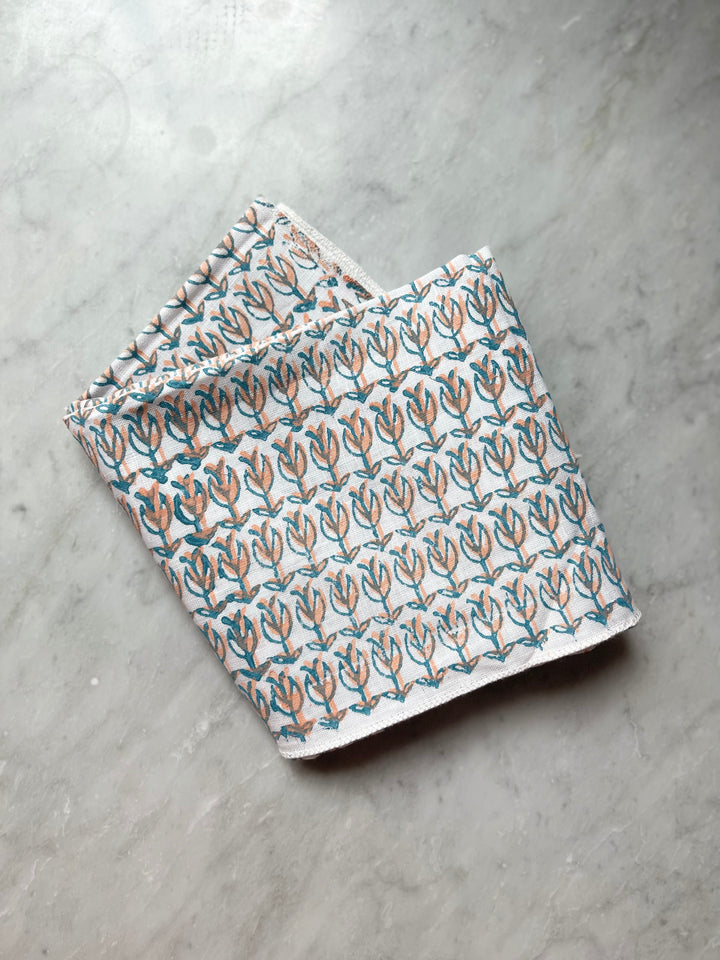 Bandana - White Linen with Sprout, Saltwater & Melon