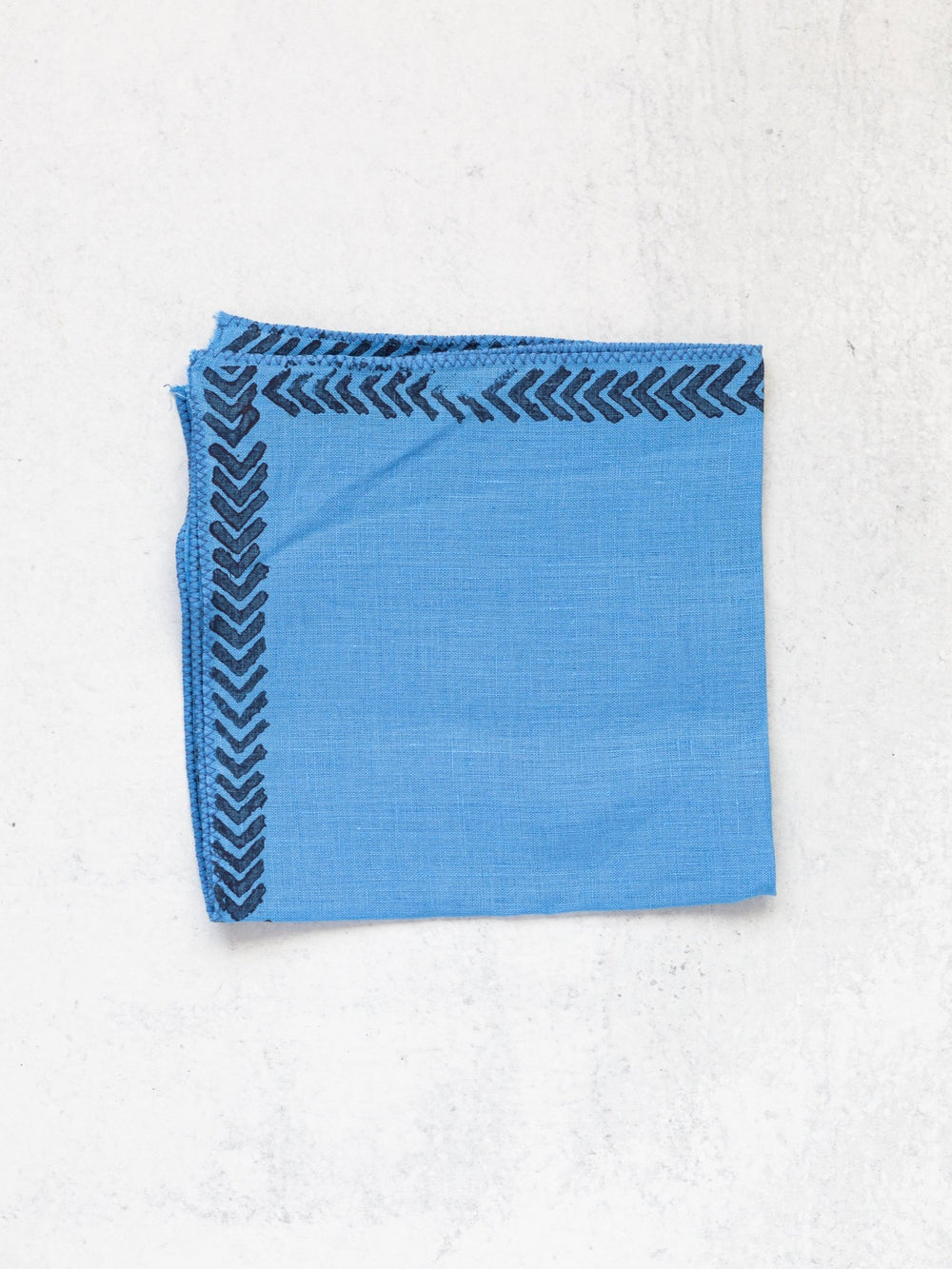 Pocket Square - Blue Linen with Arrows, Navy - The Mended Company
