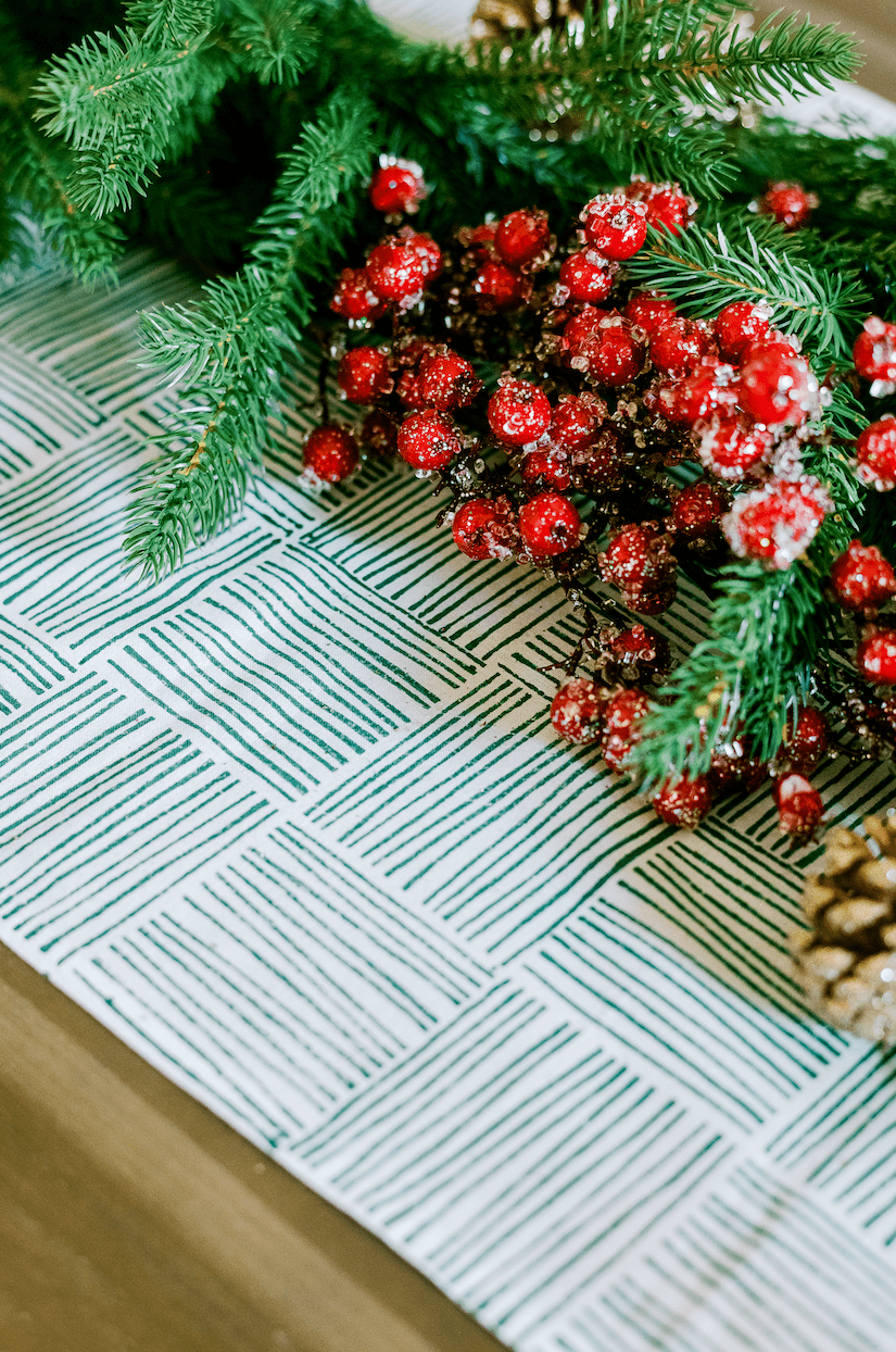 Table Runner - Striped, Evergreen - The Mended Company