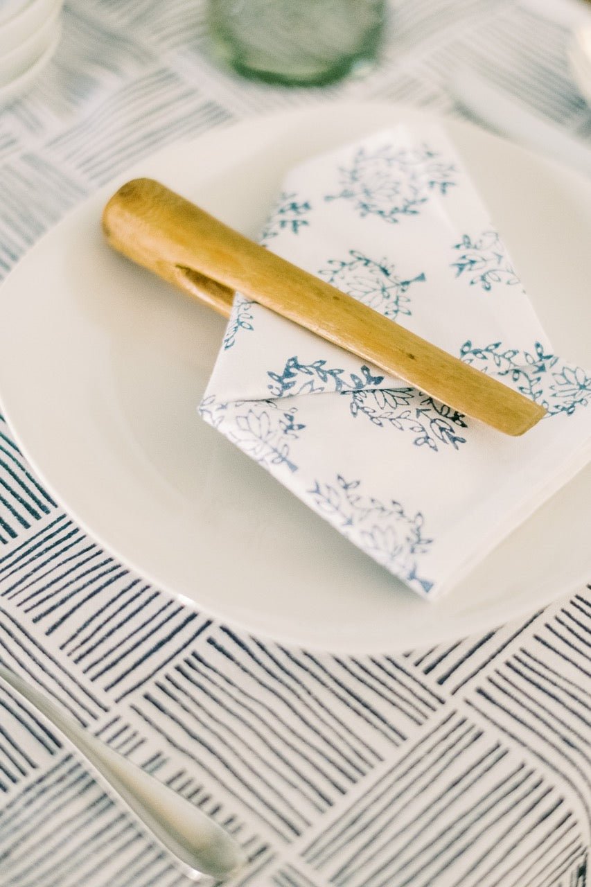 Table Runner - Striped, Navy - The Mended Company