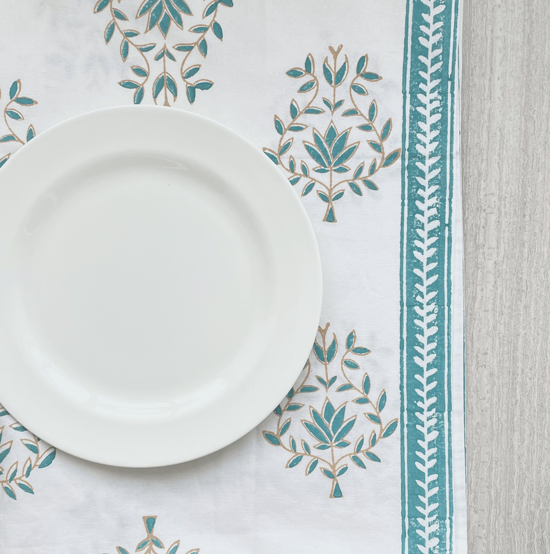 Tablecloth - Lotus (Large), Saltwater & Neutral - The Mended Company