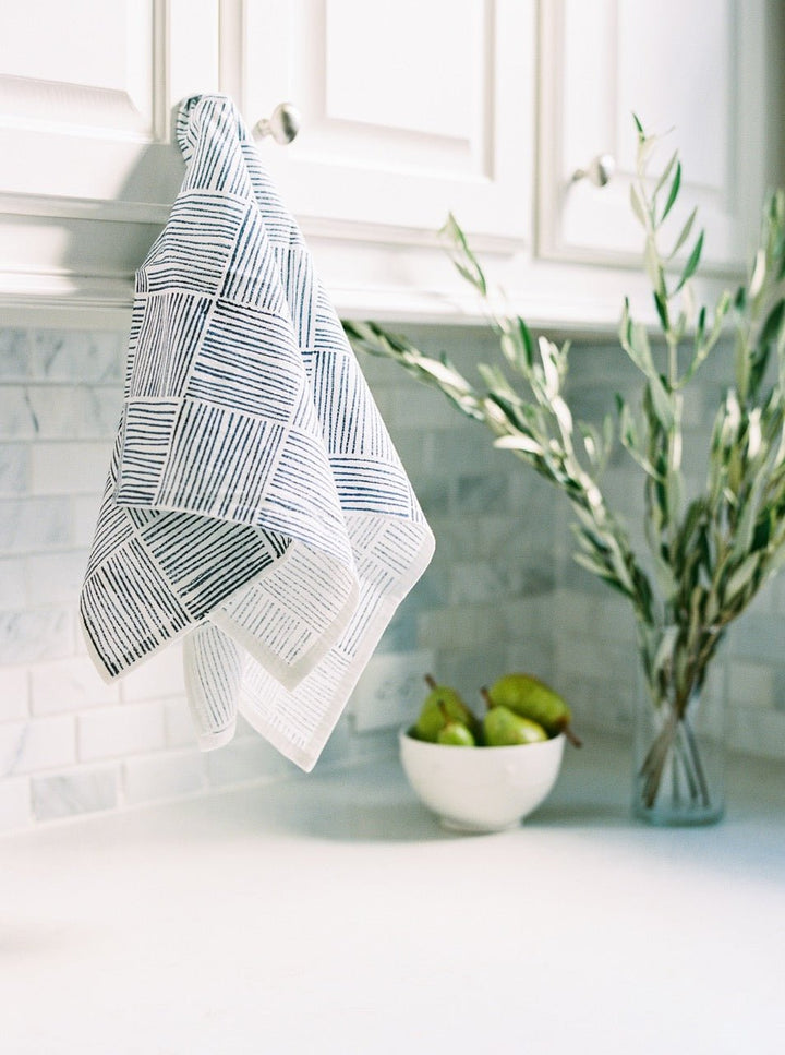 Tea Towel - Striped, Navy - The Mended Company